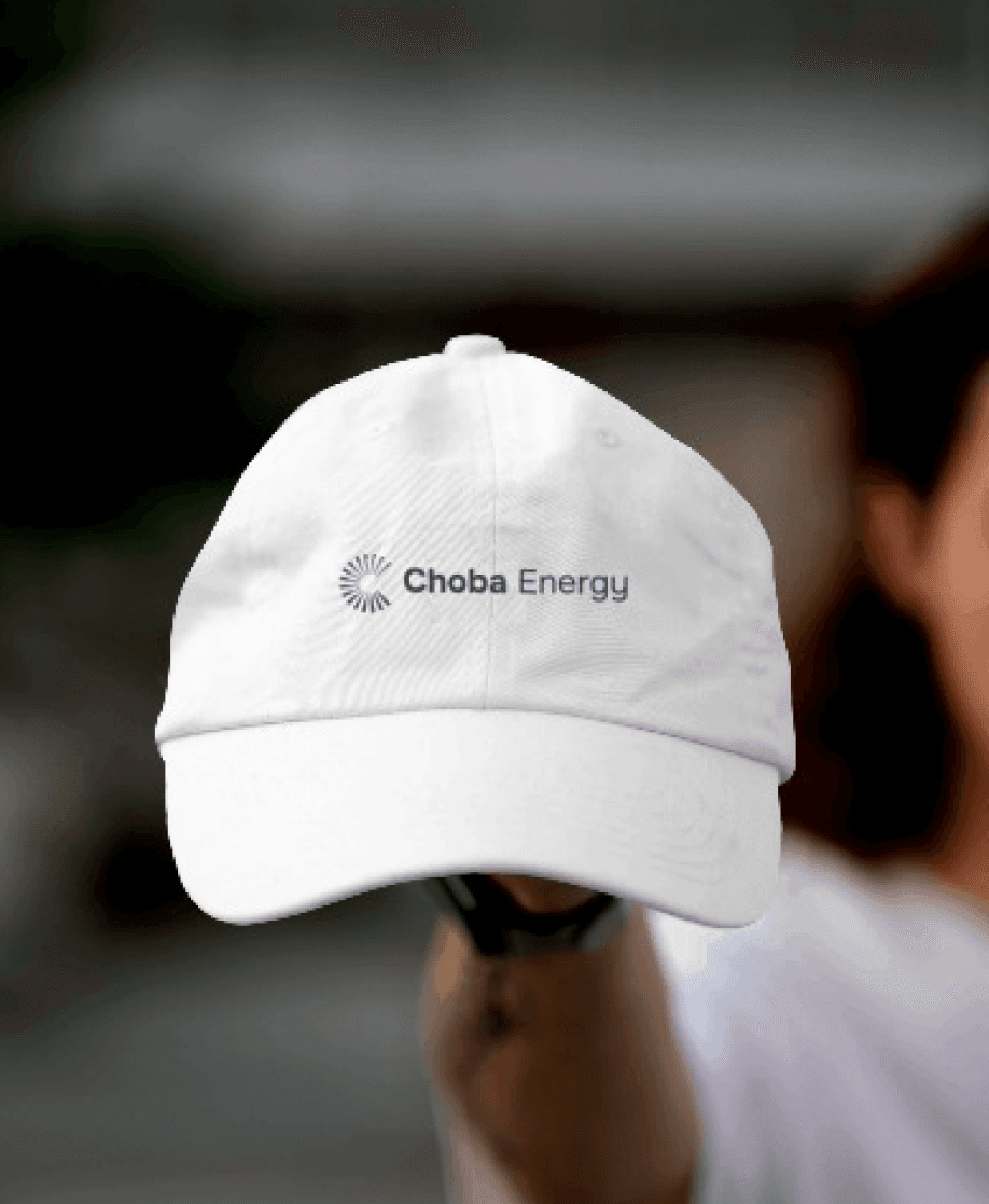 Choba Energy logo on a branded cap